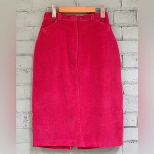 Vintage Corduroy Pencil Skirt in Hot Pink